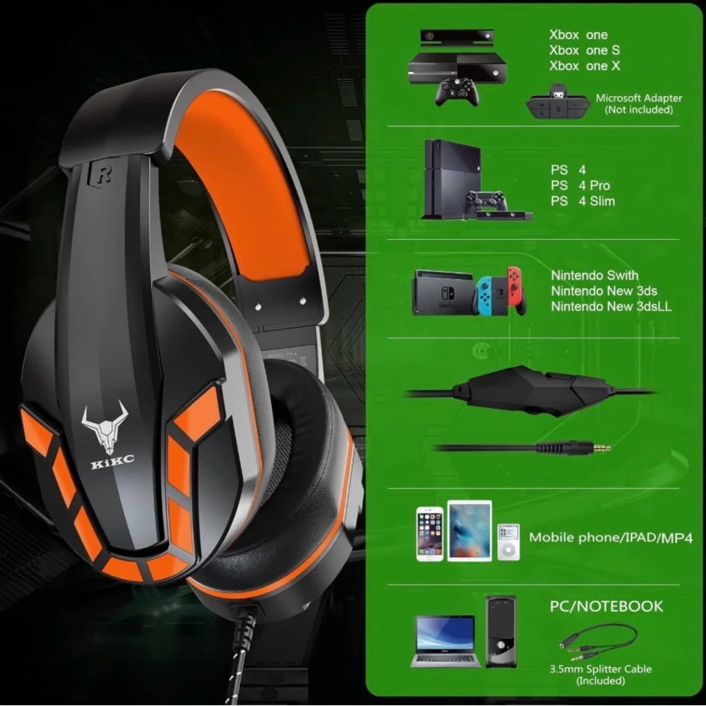 PS4 Gaming Headset with Mic for Xbox One, PS5, PC, Mobile Phone/Notebook-used